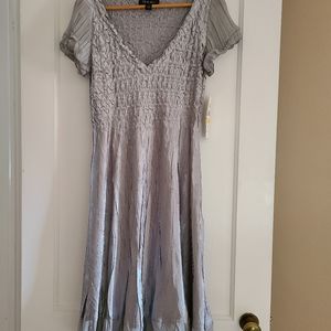 S.L. Fashions silver/satin dress.